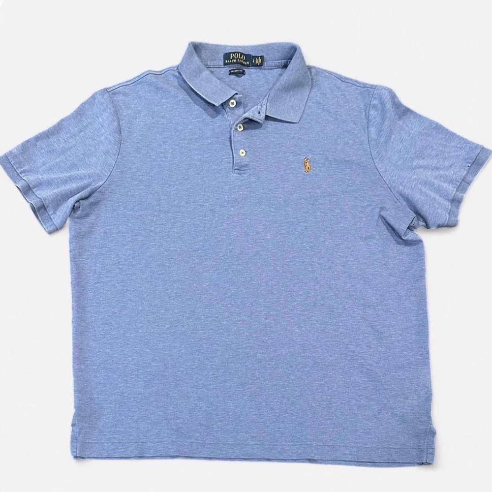 Polo Ralph Lauren Classic Fit Blue Pony Logo Shirt Mens Large Preppy Classic